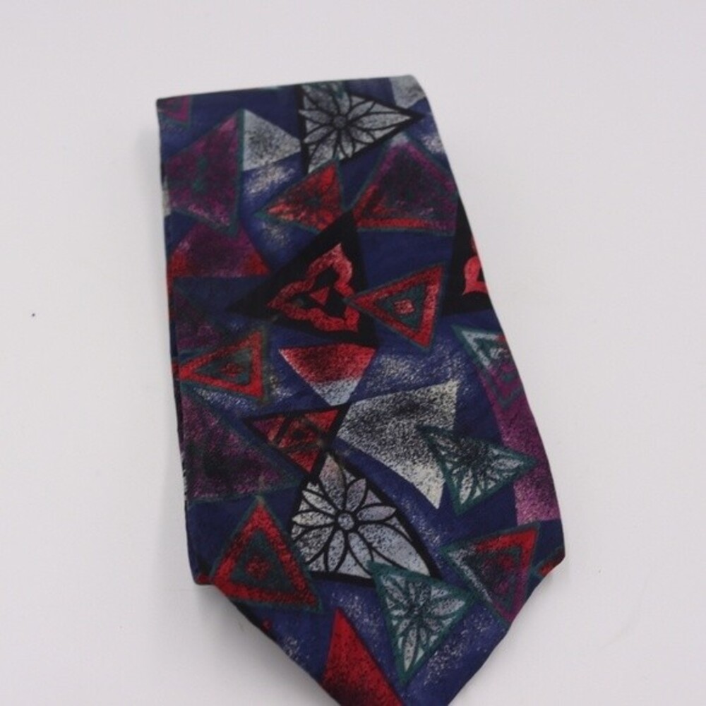Vintage Oscar de la Renta Abstract Floral Silk Tie